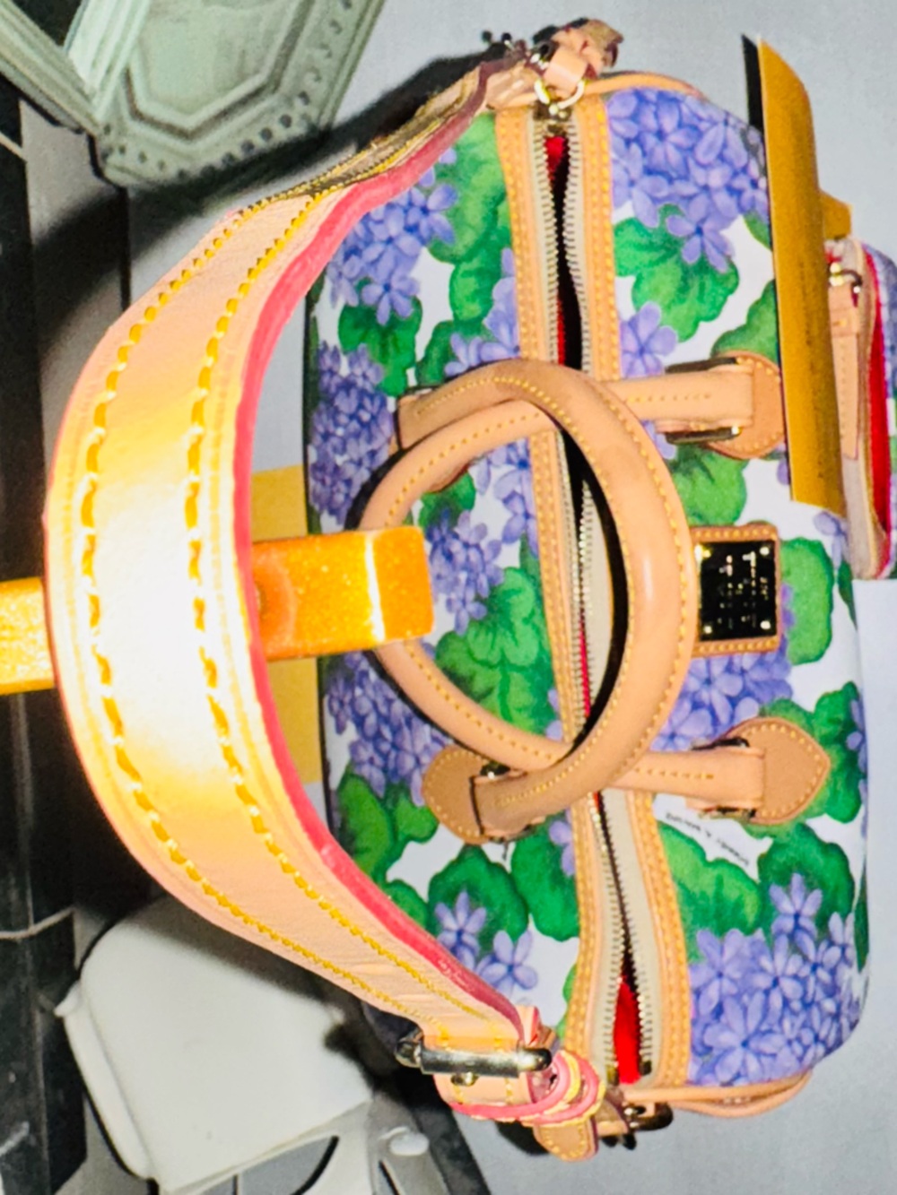 Dooney & Bourke Purple Hydrangea Floral Satchel & coin-pouch - EUC - Picture 10 of 16